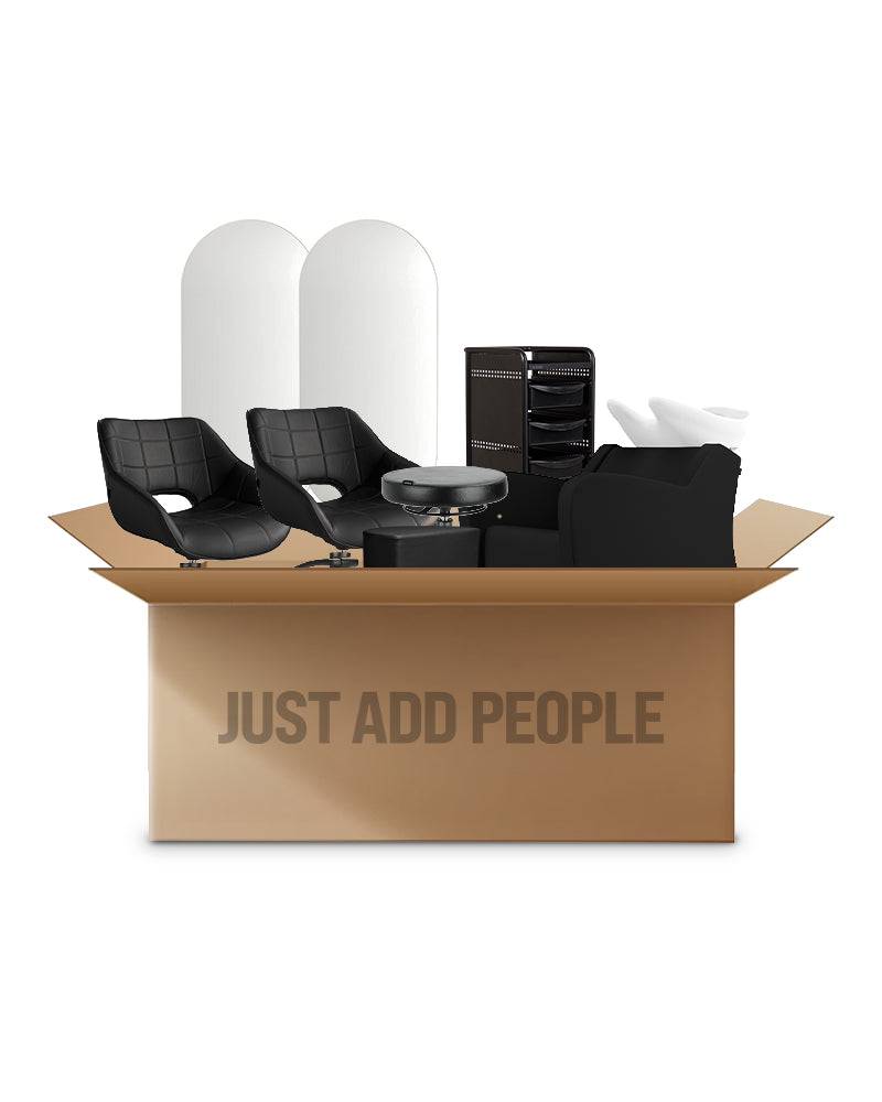 Washing unit with massage starter kit - with 2 styling stations, 1 washing station, and equipment